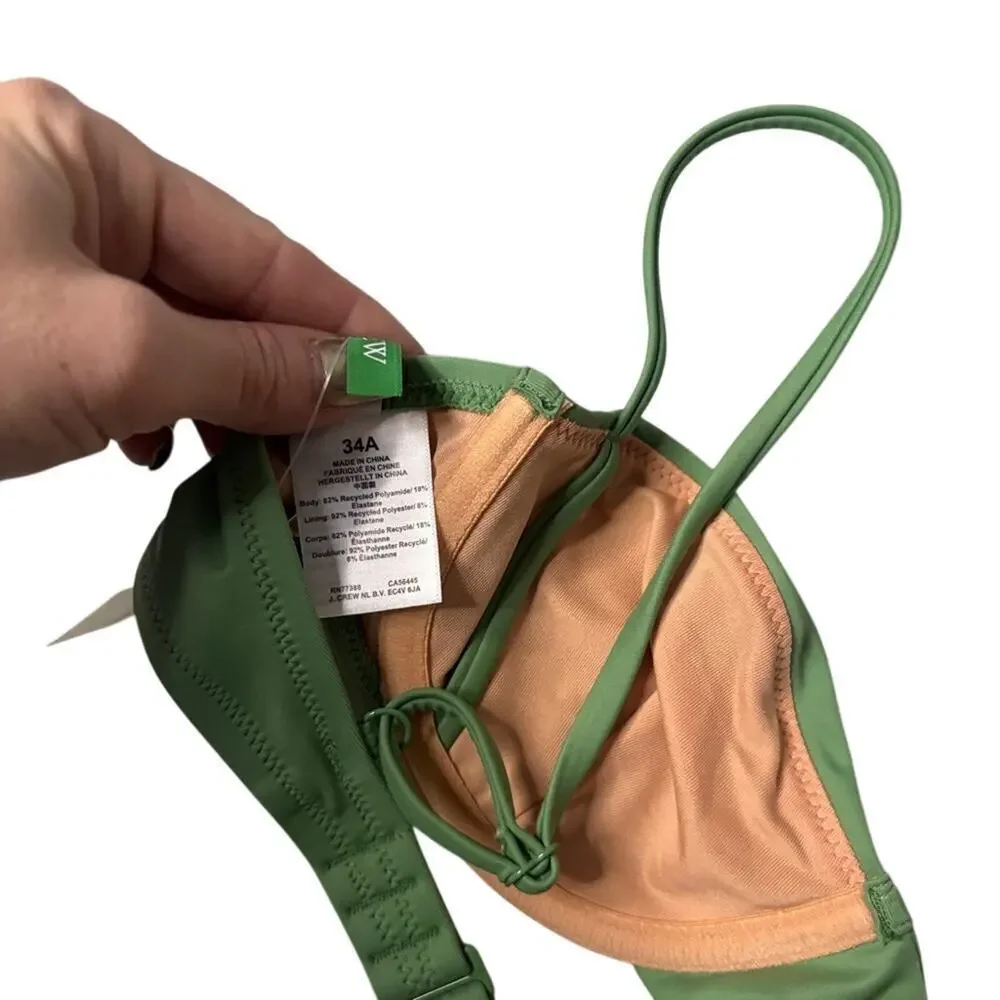 J.Crew Green Balconette Underwire Bikini Swim Top Women’s 34A NWT Adjustable